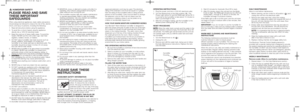 Please save these instructions, Please read and save these important safeguards | BIONAIRE BWM2601 User Manual | Page 2 / 2