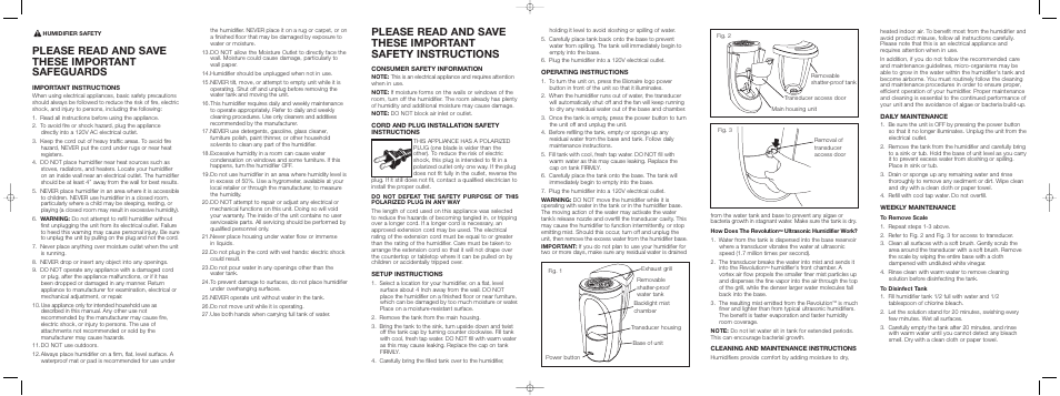 Please read and save these important safeguards | BIONAIRE REVOLUTION BU2200 User Manual | Page 2 / 2