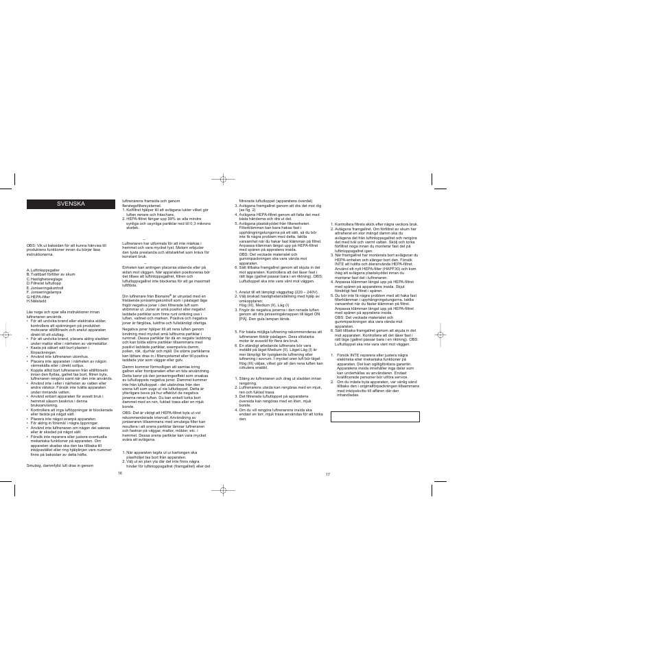 BIONAIRE BAP242 User Manual | Page 10 / 17