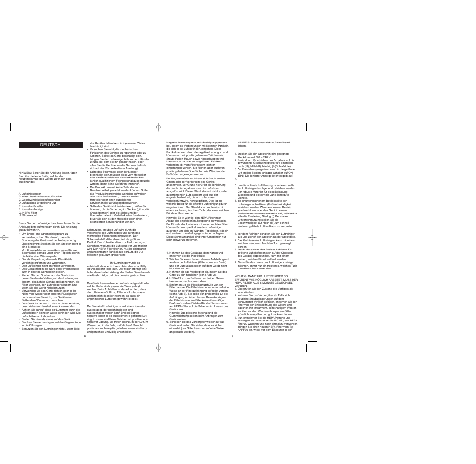 BIONAIRE BAP242 User Manual | Page 6 / 17