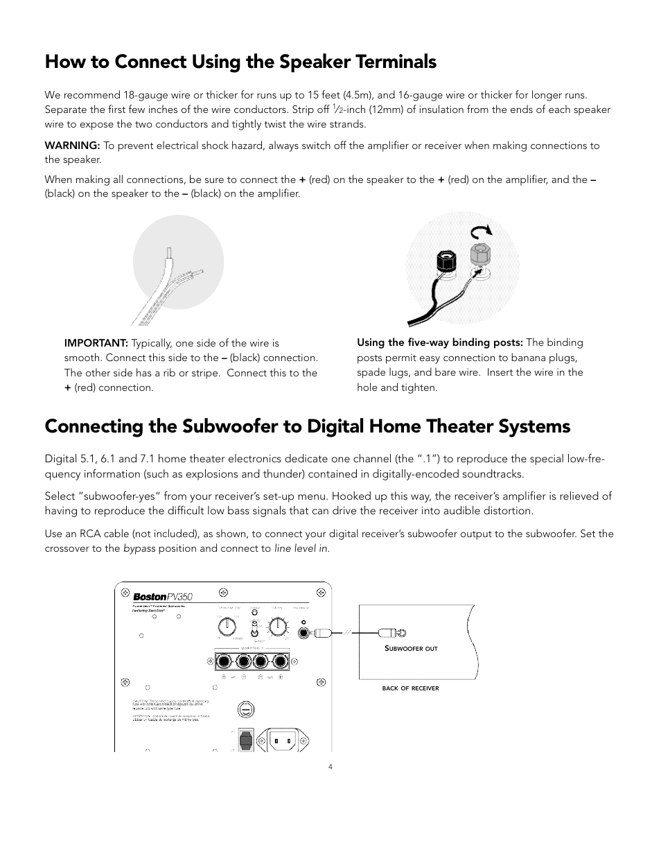 Boston Acoustics PV350 User Manual | Page 4 / 9