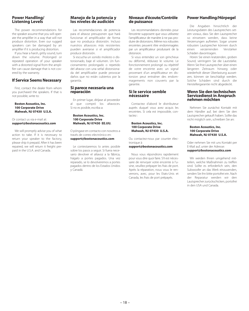 Boston Acoustics VSi 580T2 User Manual | Page 18 / 21