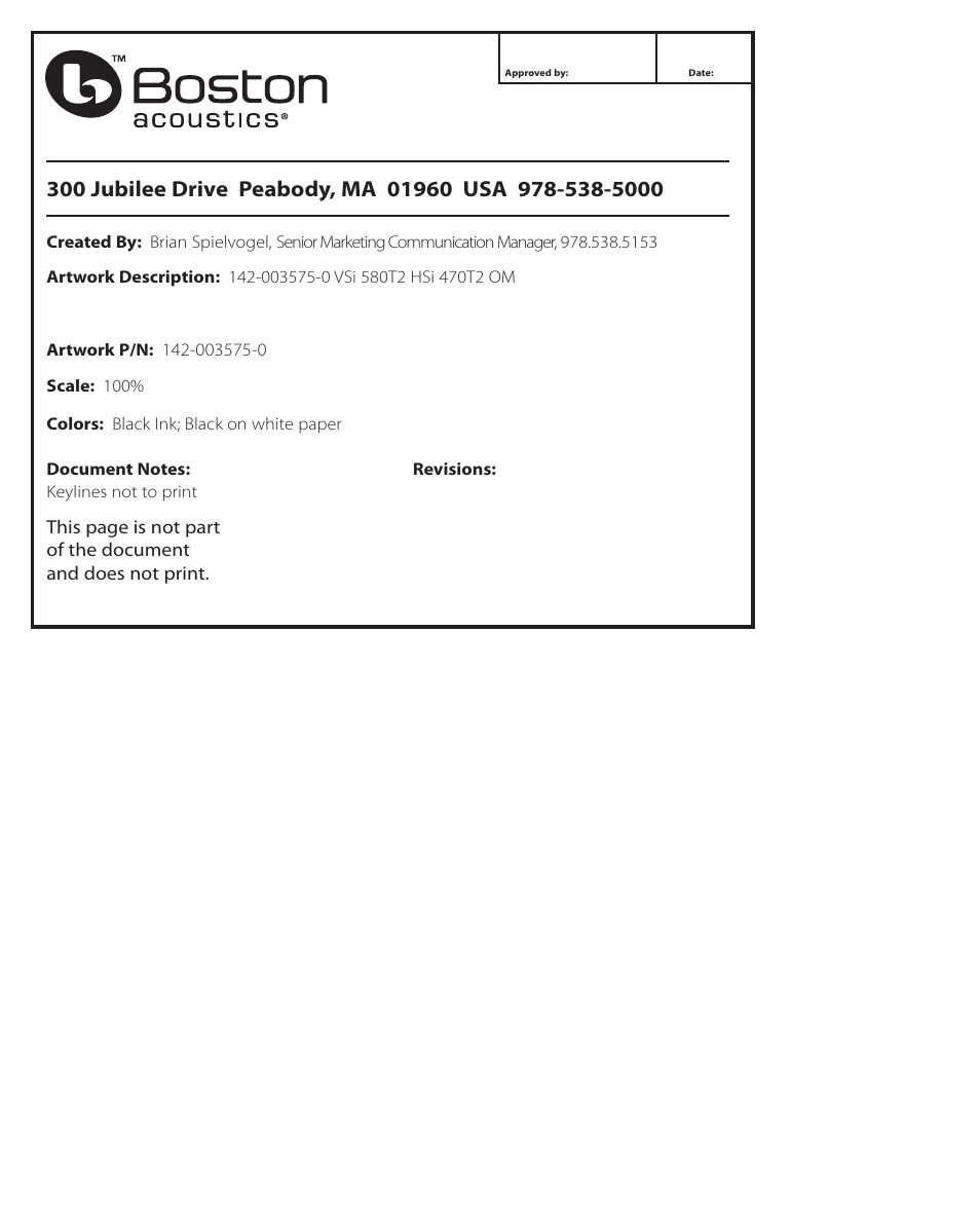 Boston Acoustics VSi 580T2 User Manual | Page 21 / 21