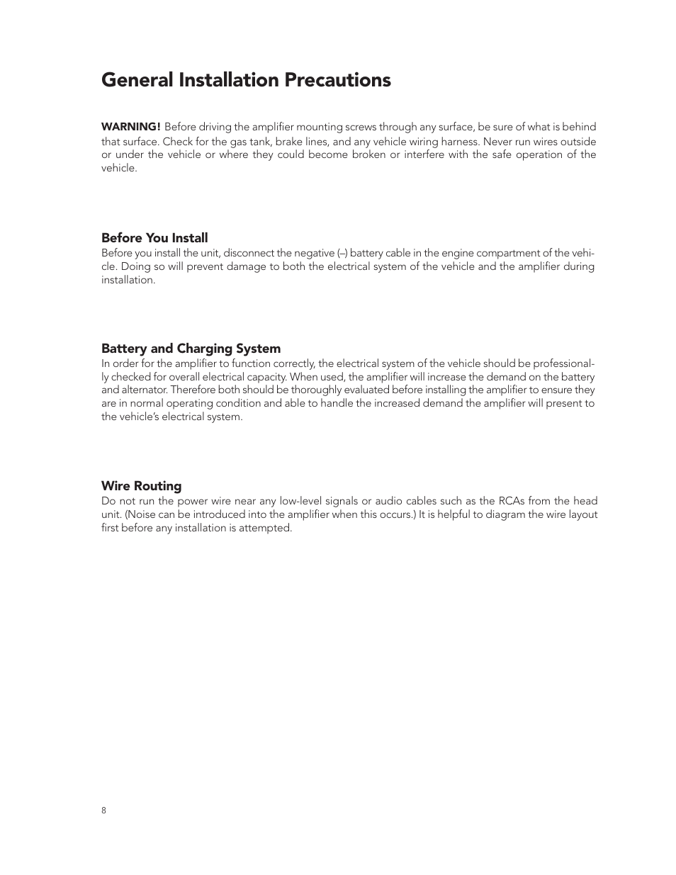 General installation precautions | Boston Acoustics GT-424-Channel User Manual | Page 8 / 19