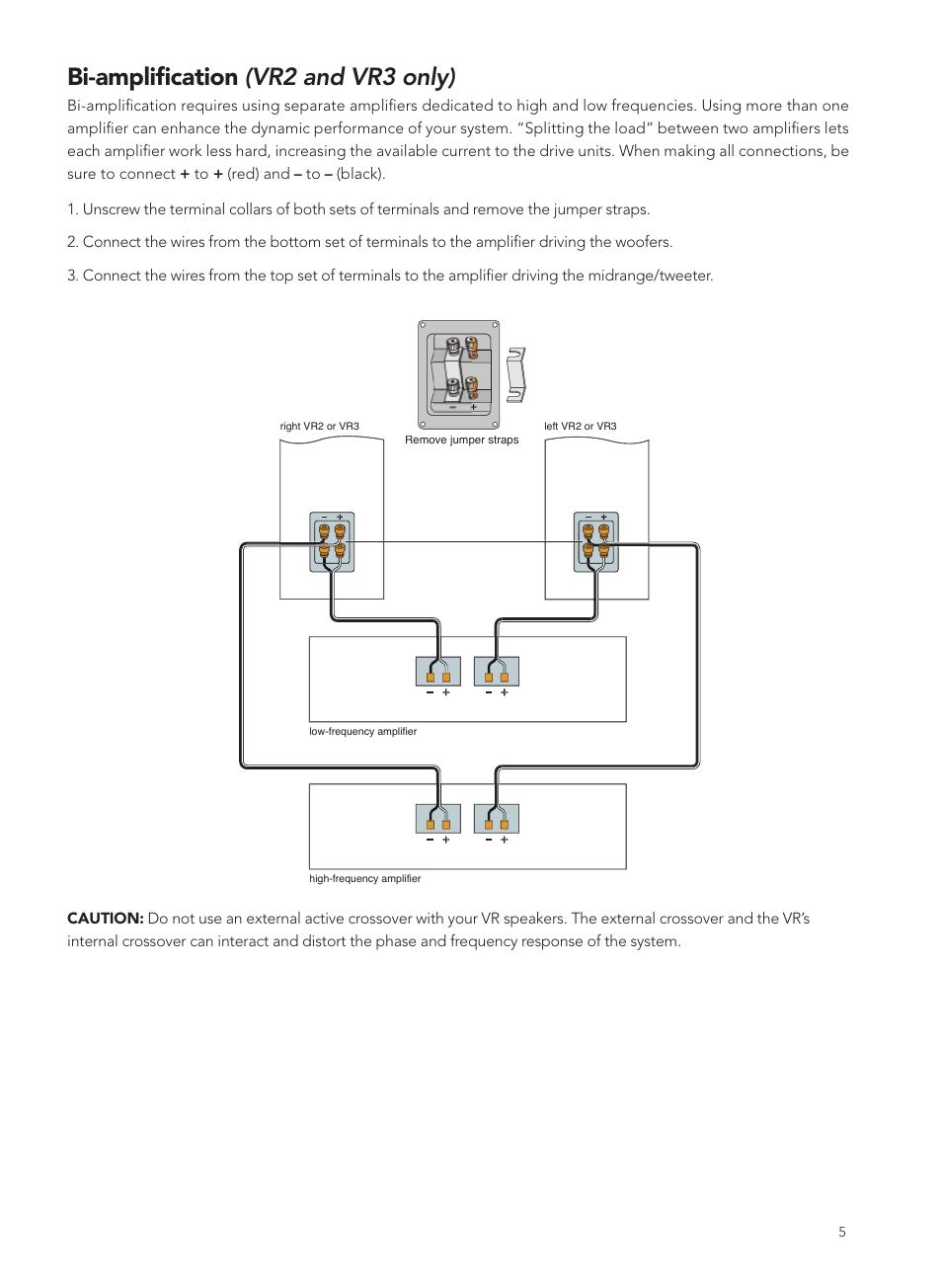 Bi-amplification (vr2 and vr3 only) | Boston Acoustics VRC User Manual | Page 5 / 8