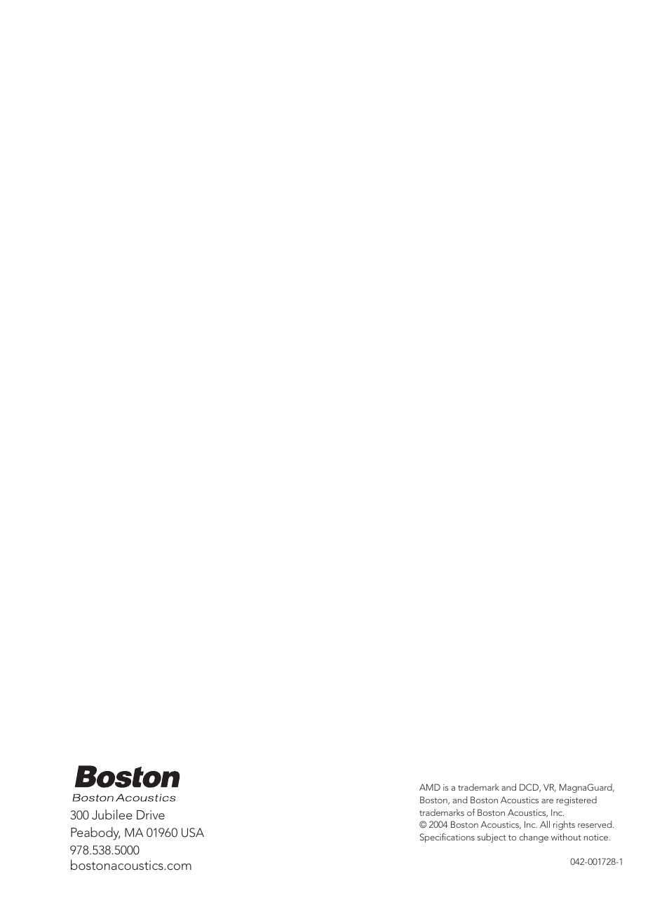 Boston Acoustics VRC User Manual | Page 8 / 8