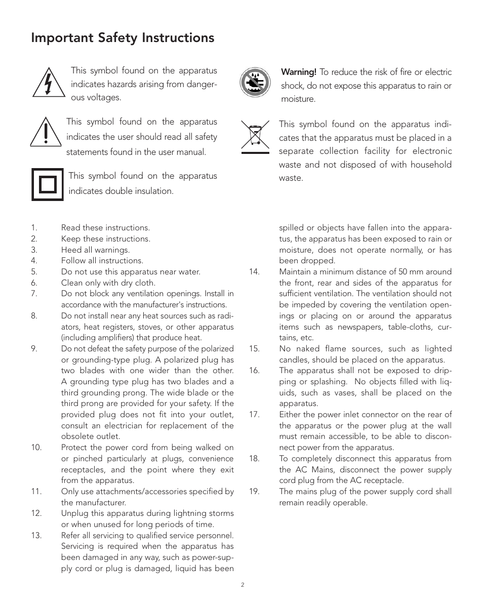 Important safety instructions | Boston Acoustics XB6 User Manual | Page 2 / 24