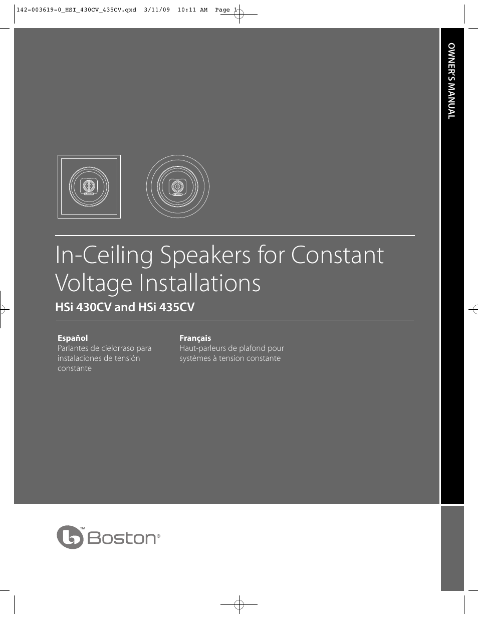 Boston Acoustics HSi 430CV User Manual | 12 pages