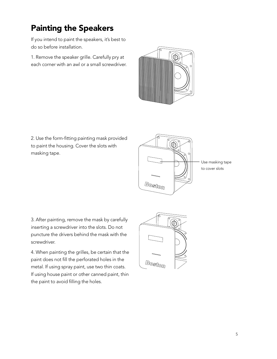 Painting the speakers | Boston Acoustics 261 User Manual | Page 5 / 8