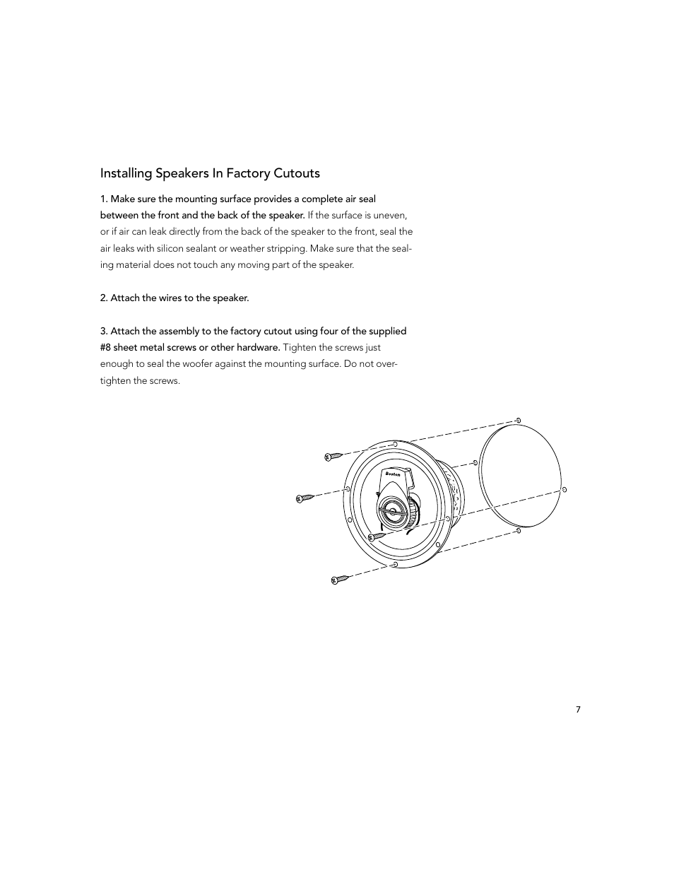 Installing speakers in factory cutouts | Boston Acoustics RALLY RM9 User Manual | Page 7 / 16