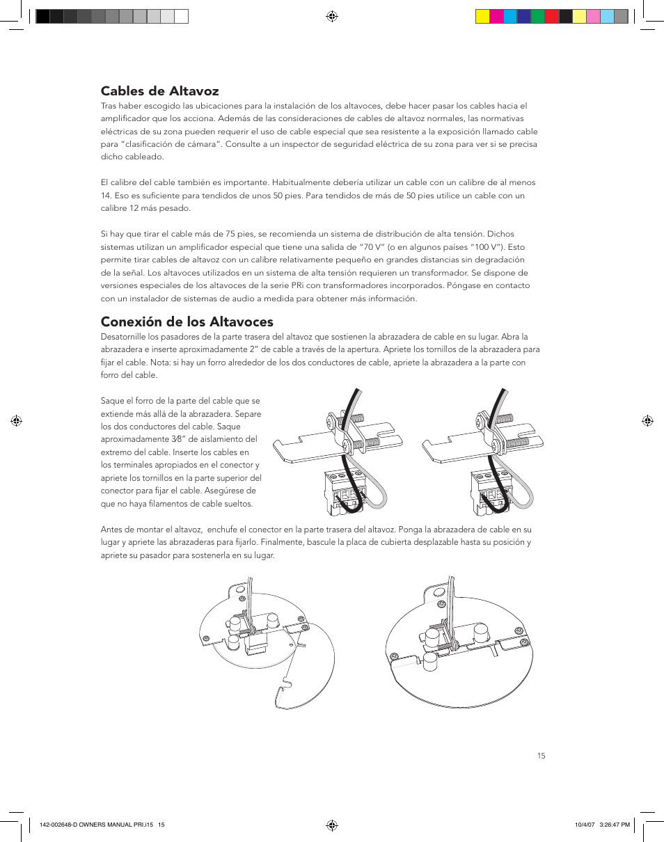 Conexión de los altavoces, Cables de altavoz | Boston Acoustics SPEAKER SYSTEM PRI685 User Manual | Page 15 / 32
