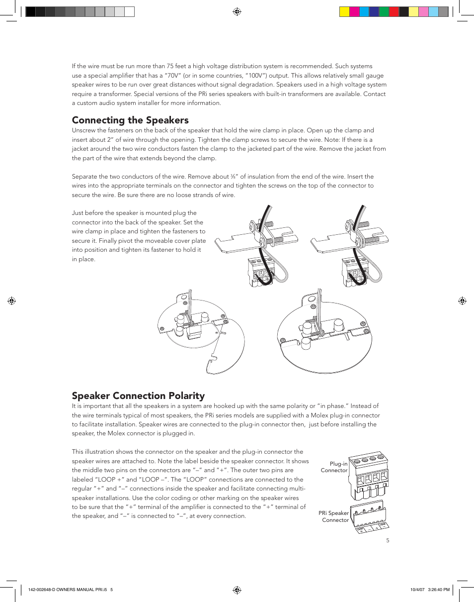 Connecting the speakers, Speaker connection polarity | Boston Acoustics SPEAKER SYSTEM PRI685 User Manual | Page 5 / 32