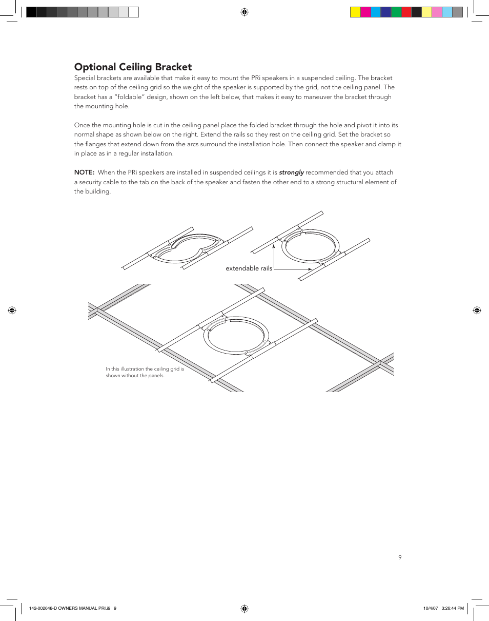 Optional ceiling bracket | Boston Acoustics SPEAKER SYSTEM PRI685 User Manual | Page 9 / 32