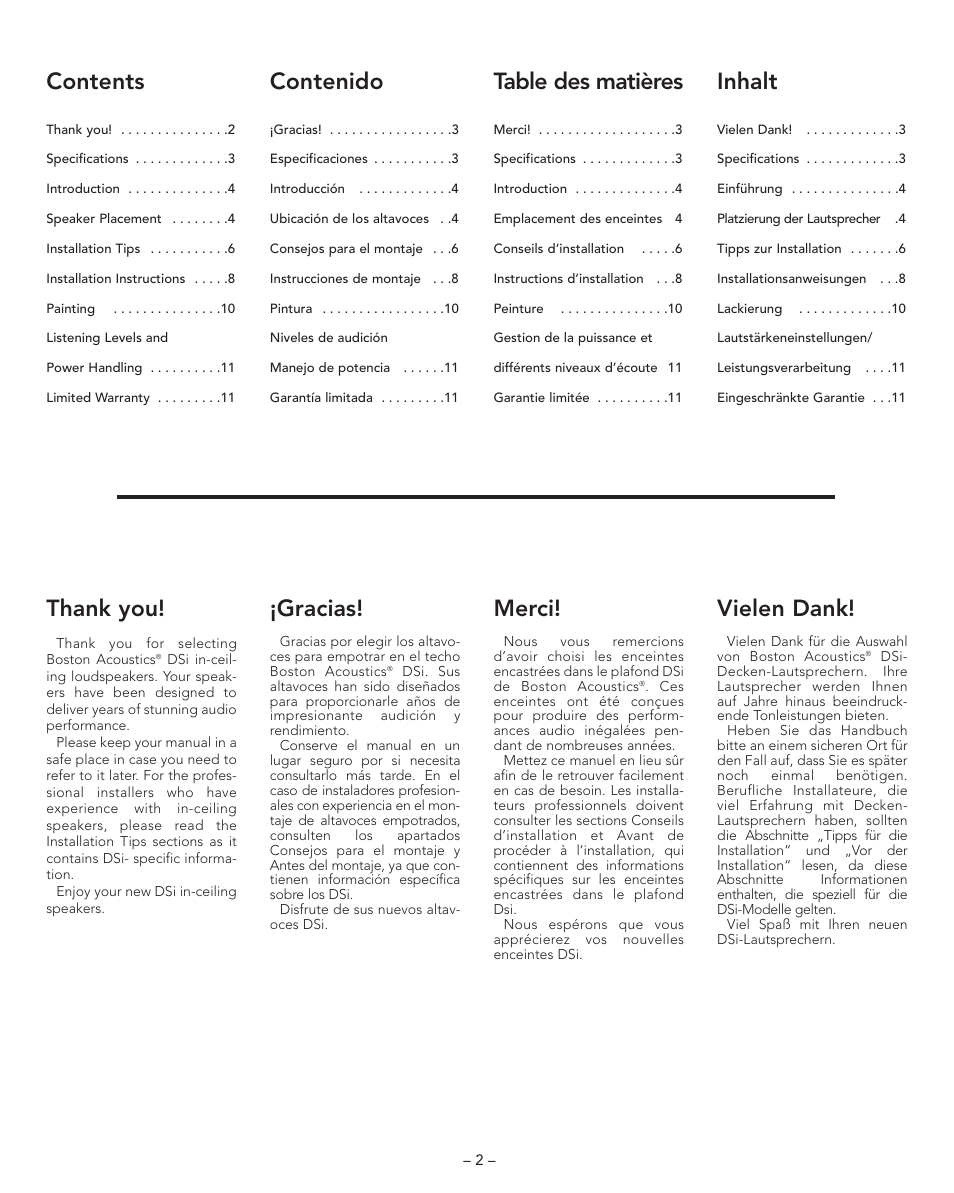 Boston Acoustics DSI455T2 User Manual | Page 2 / 13