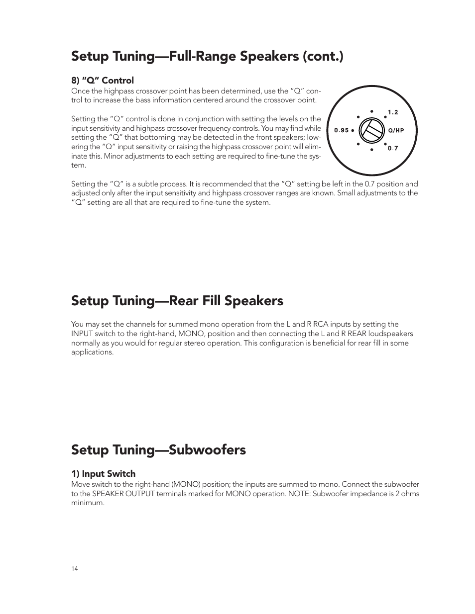 Setup tuning—subwoofers | Boston Acoustics GT-28 User Manual | Page 14 / 19