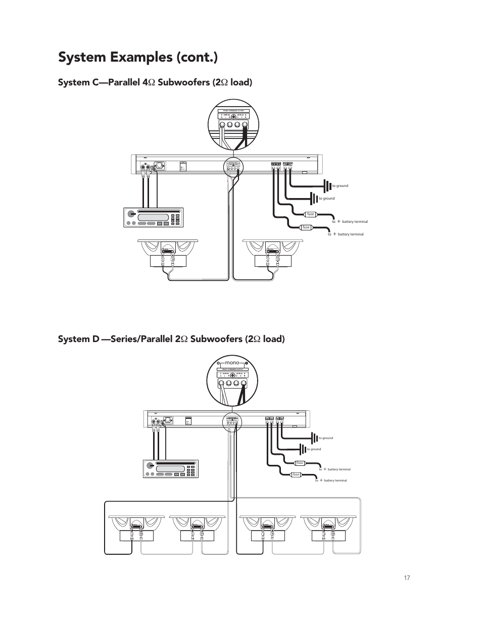 System examples (cont.), Mono | Boston Acoustics GT-28 User Manual | Page 17 / 19