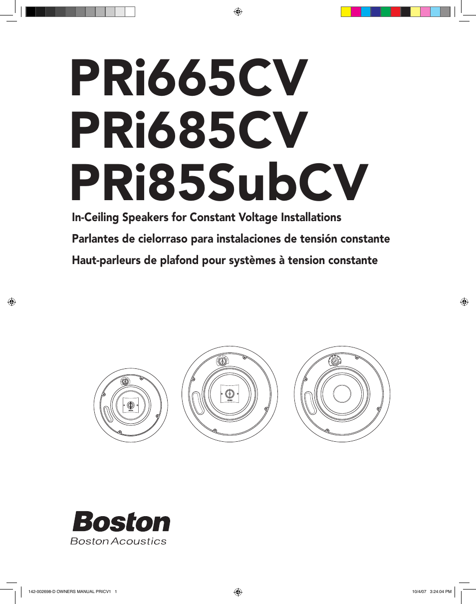 Boston Acoustics PRI665CV User Manual | 44 pages