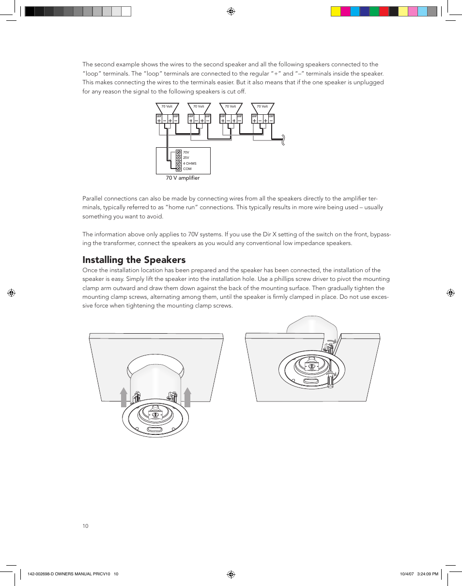 Installing the speakers | Boston Acoustics PRI665CV User Manual | Page 10 / 44