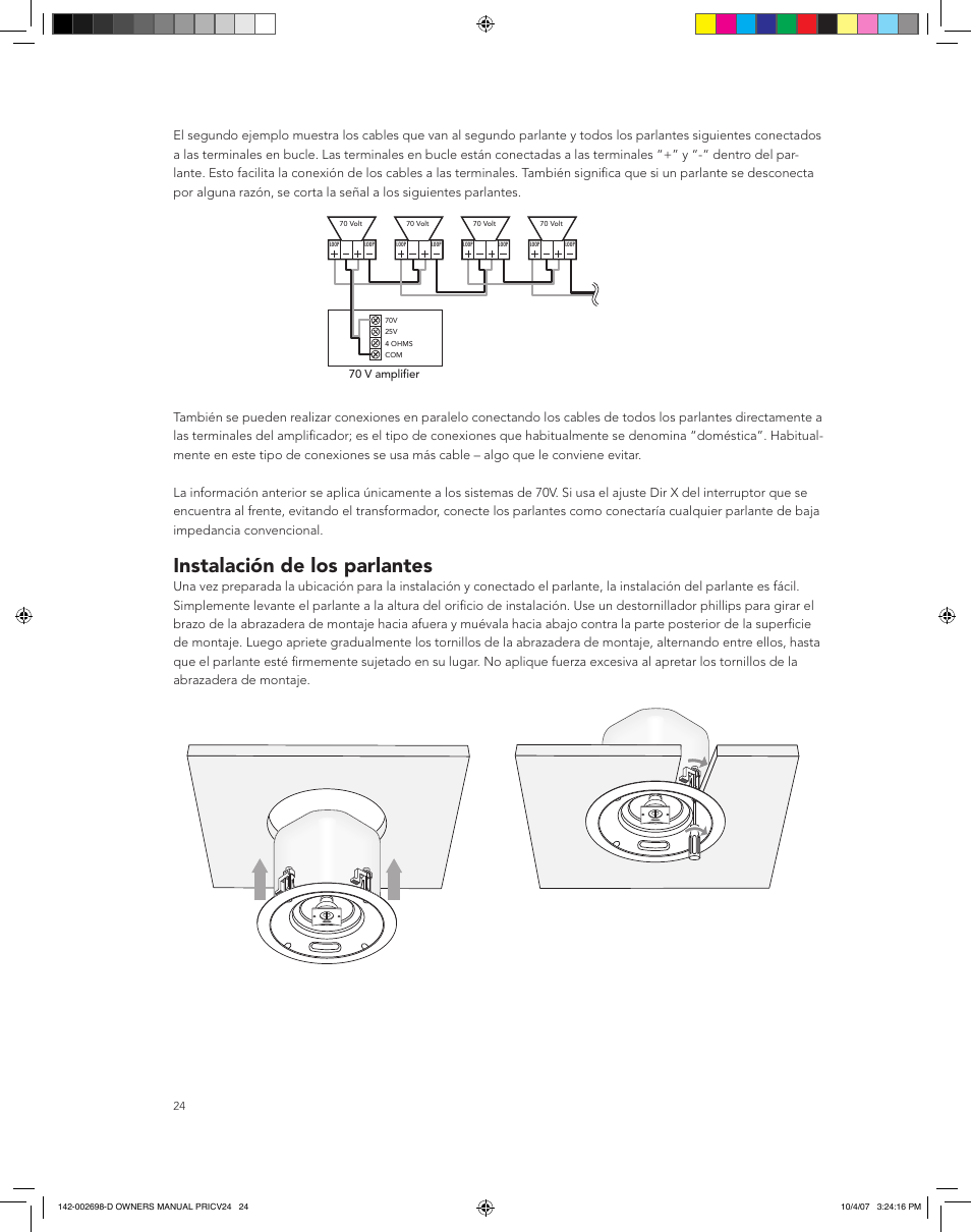 Instalación de los parlantes | Boston Acoustics PRI665CV User Manual | Page 24 / 44