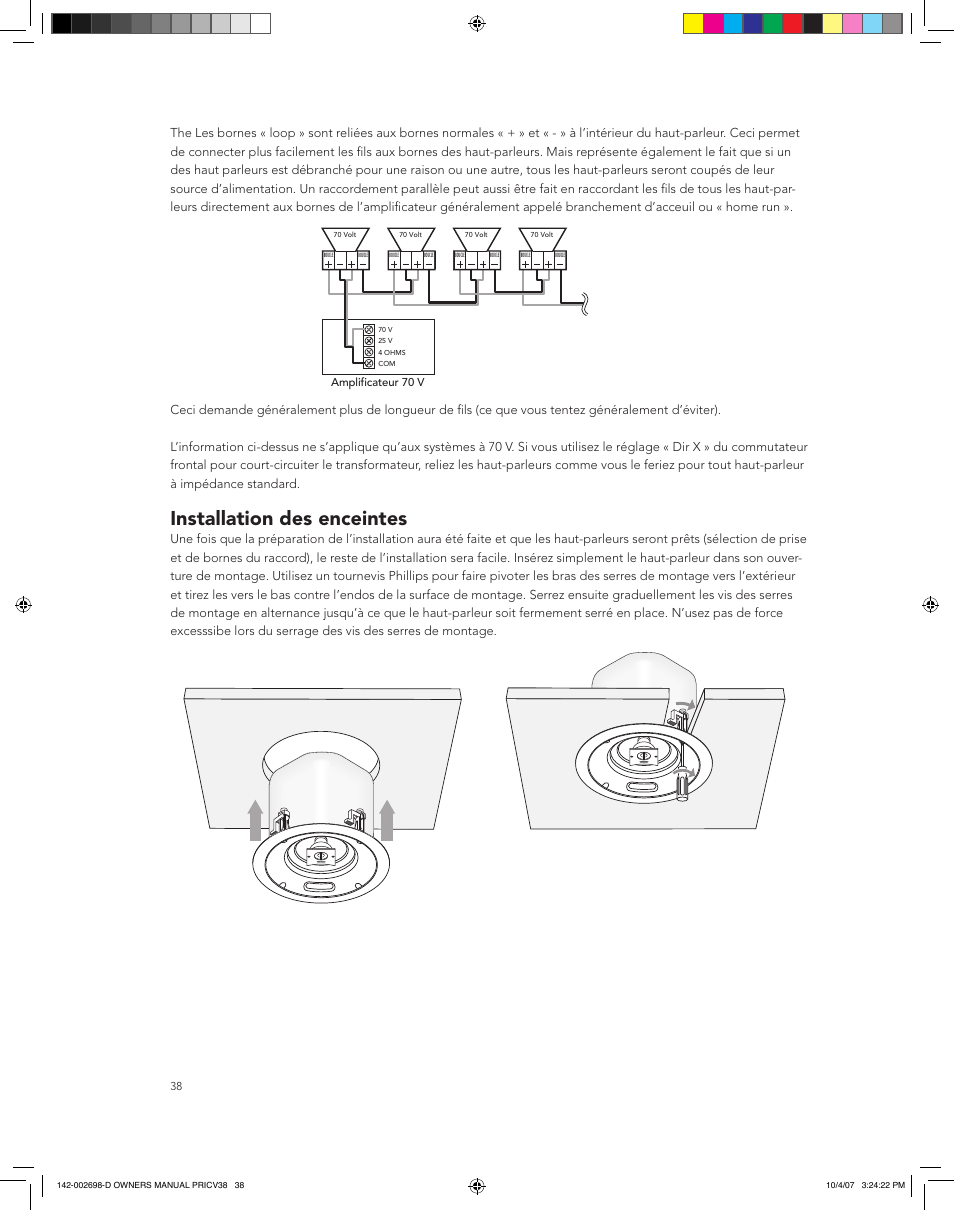 Installation des enceintes | Boston Acoustics PRI665CV User Manual | Page 38 / 44