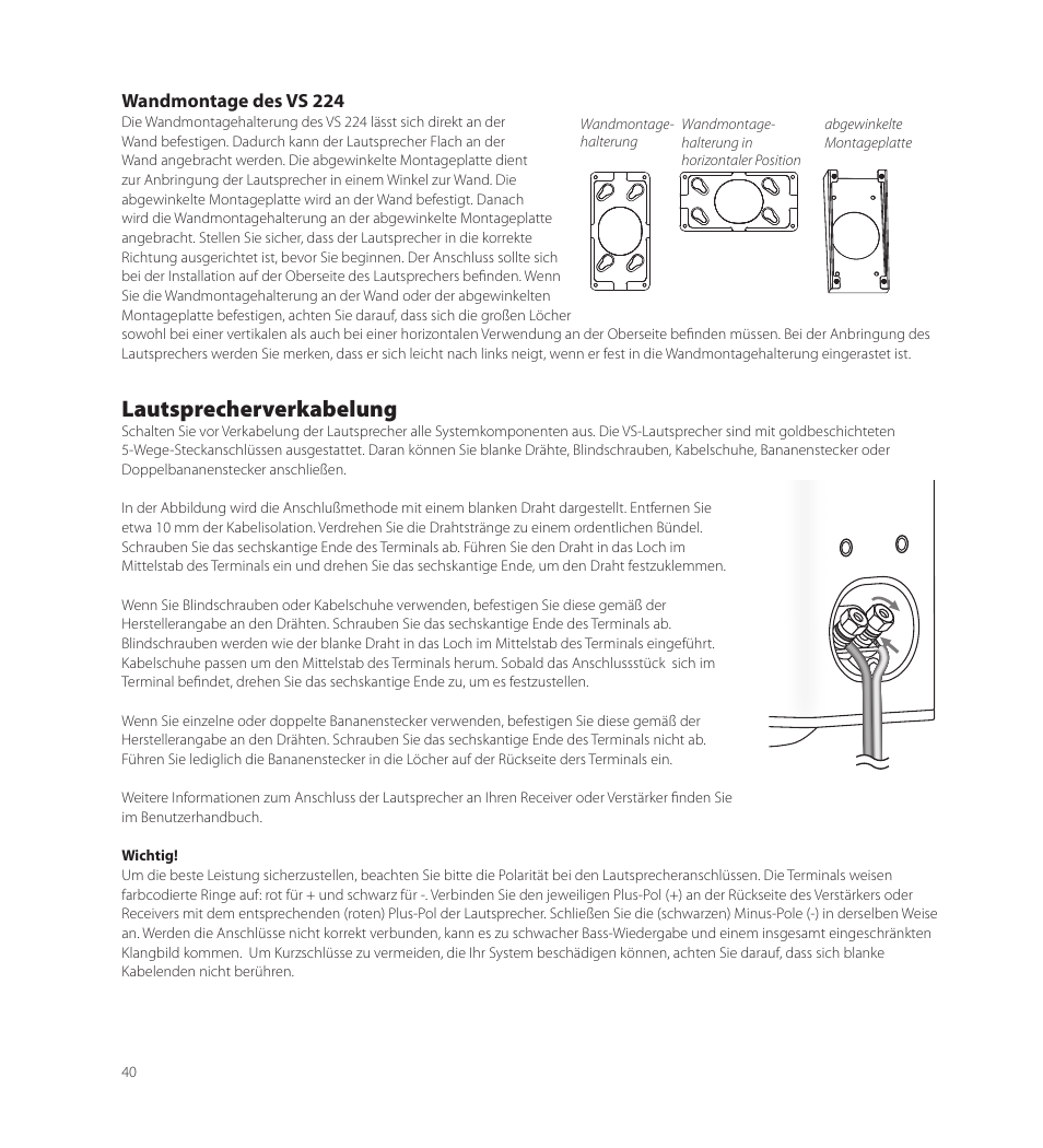 Lautsprecherverkabelung | Boston Acoustics VS 344 User Manual | Page 40 / 44