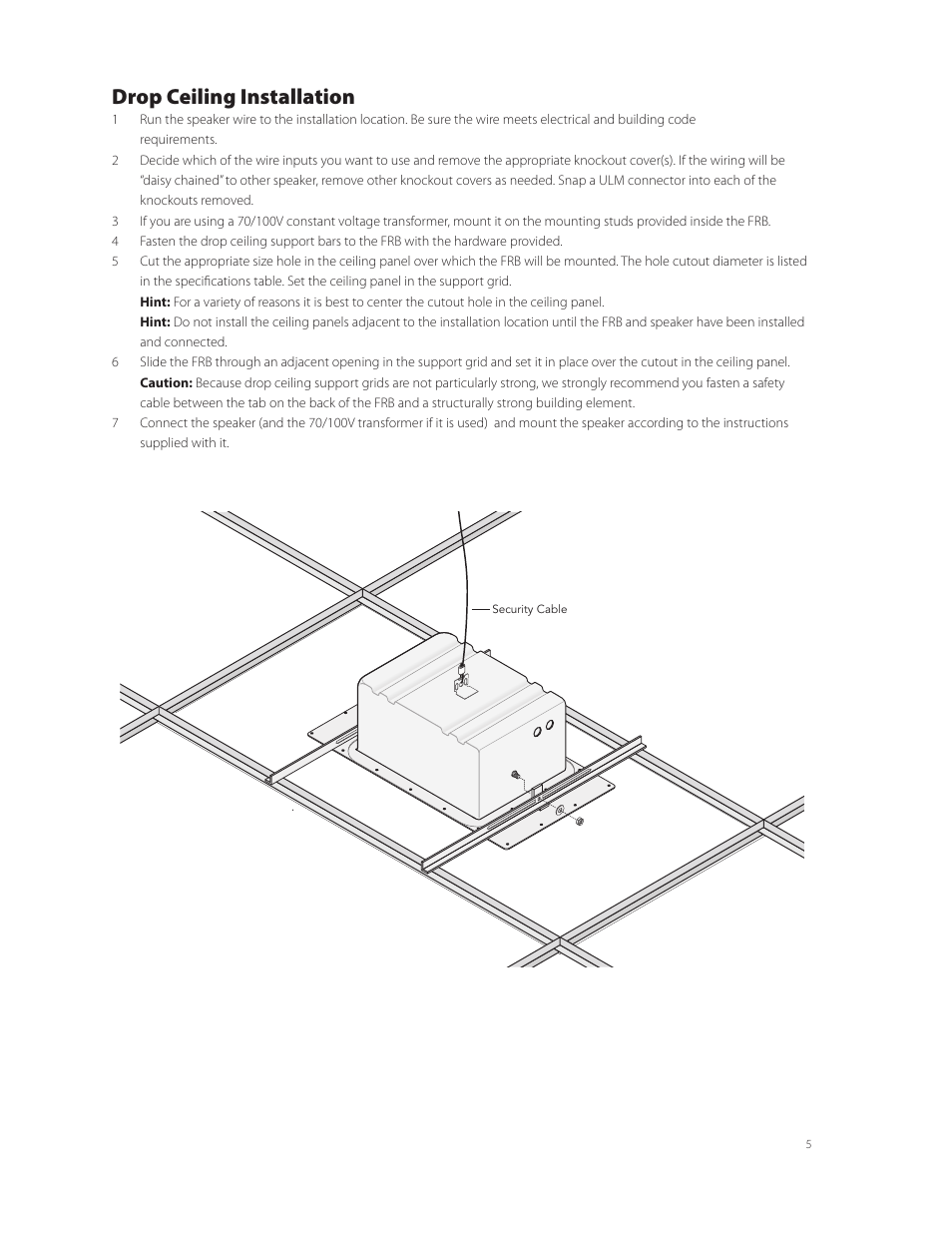 Drop ceiling installation | Boston Acoustics FRB8R User Manual | Page 5 / 16