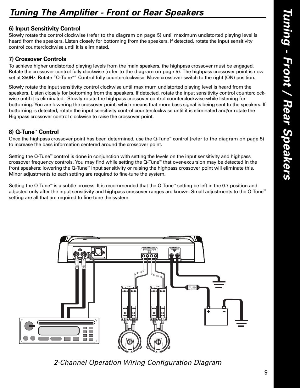 Tuning the amplifier - front or rear speakers | Boston Acoustics GT-2200 User Manual | Page 9 / 12