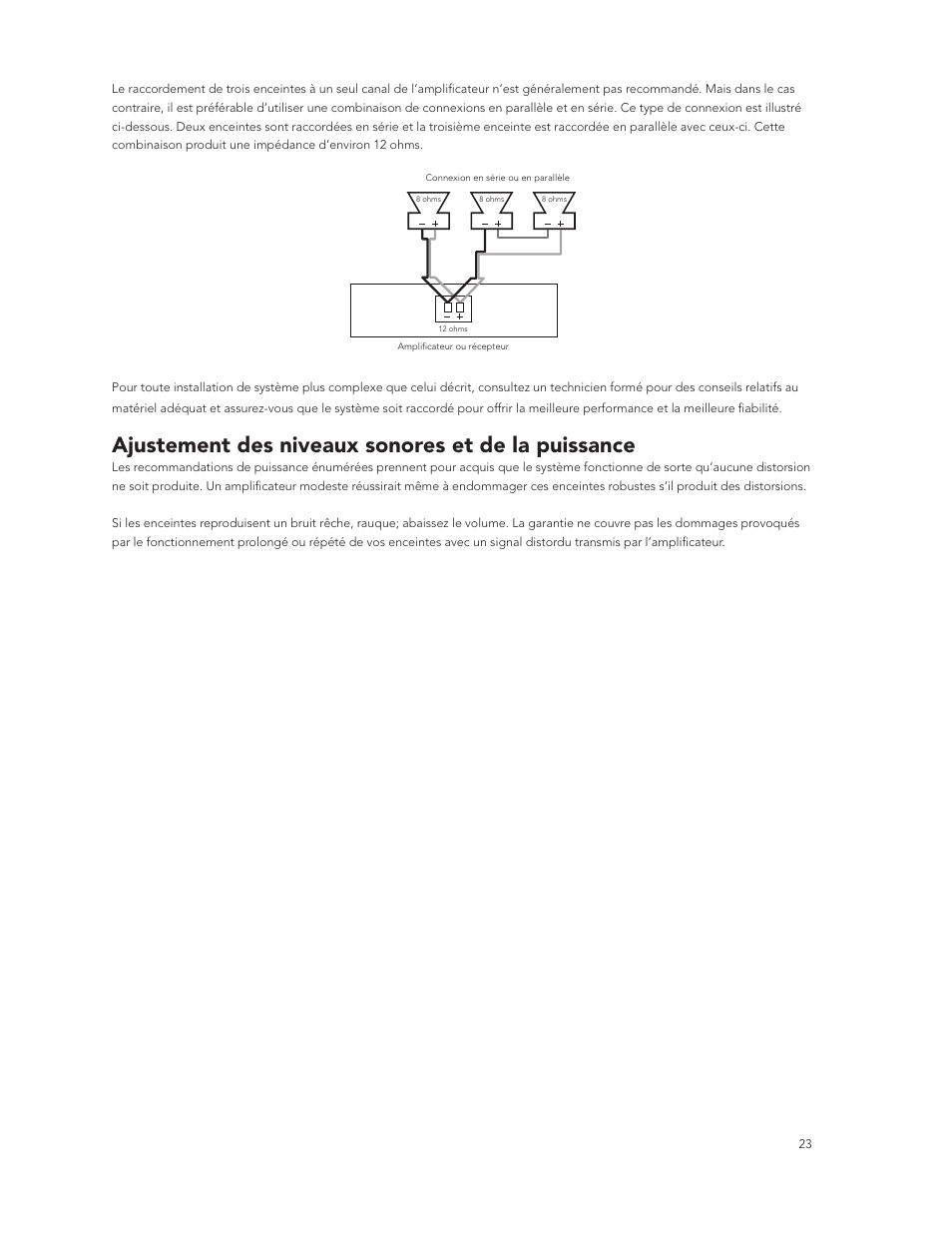 Ajustement des niveaux sonores et de la puissance | Boston Acoustics RK8T2 User Manual | Page 23 / 25