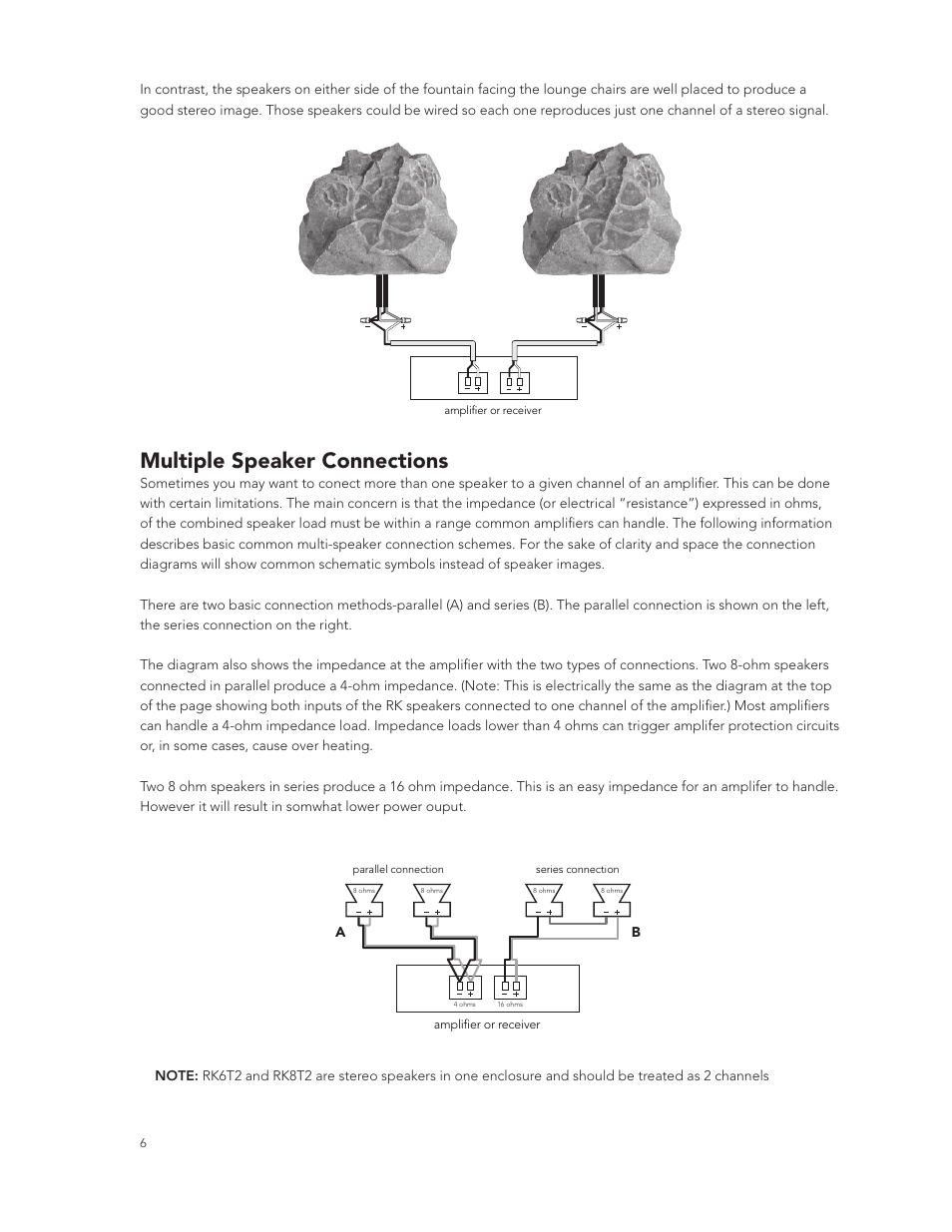 Multiple speaker connections | Boston Acoustics RK8T2 User Manual | Page 6 / 25