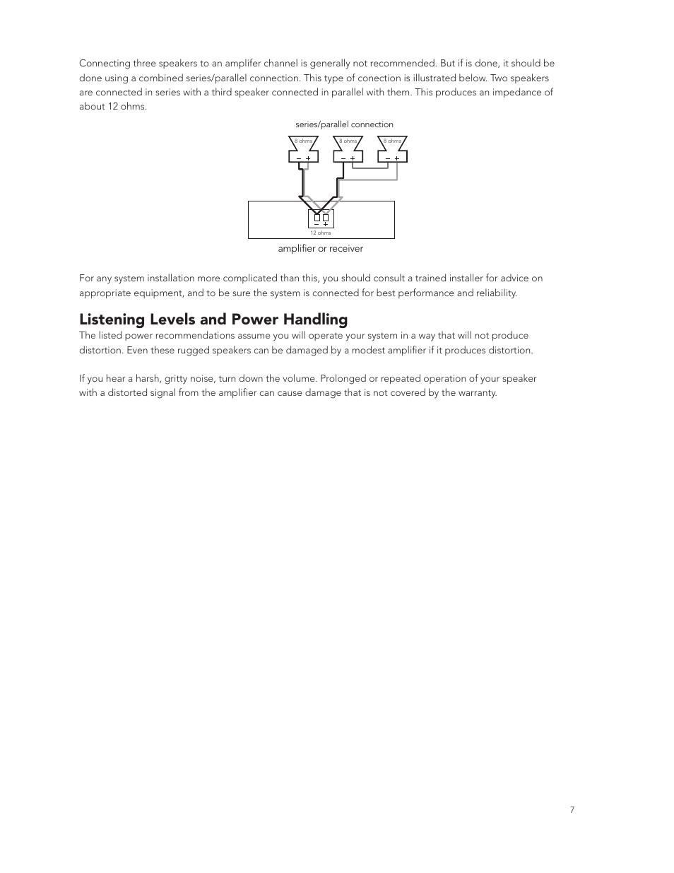 Listening levels and power handling | Boston Acoustics RK8T2 User Manual | Page 7 / 25