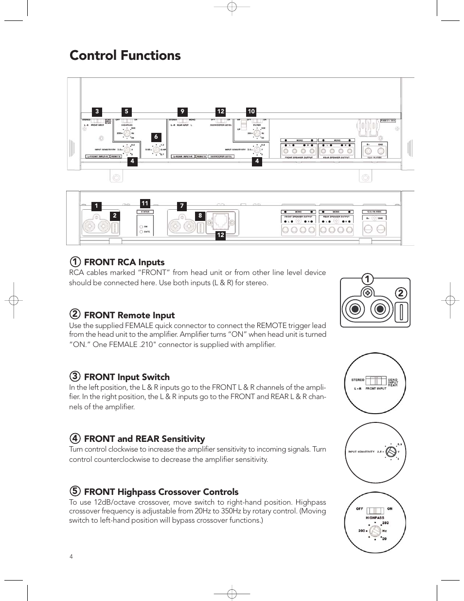 Control functions | Boston Acoustics GT-40 User Manual | Page 4 / 19