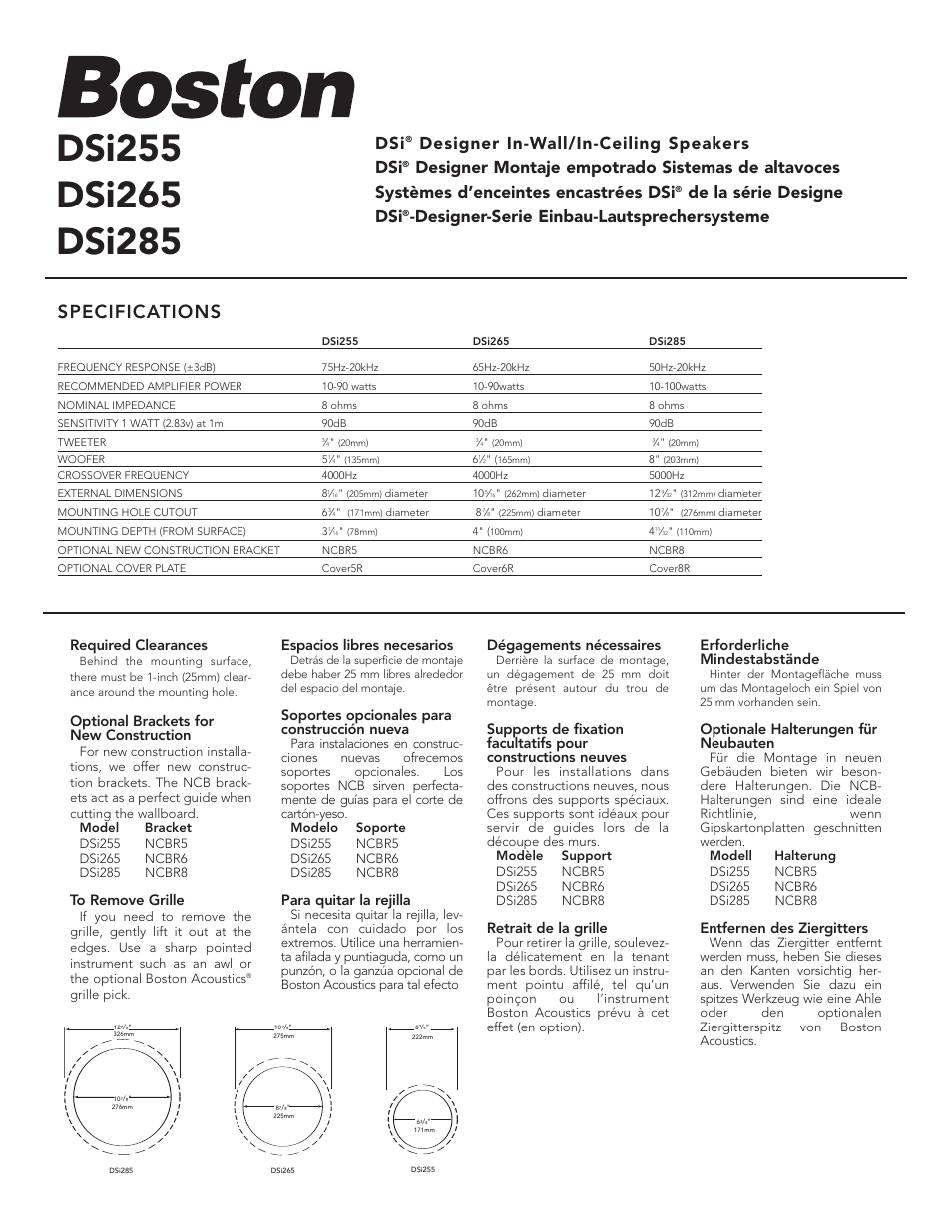 Boston Acoustics DSI265  EU User Manual | 5 pages