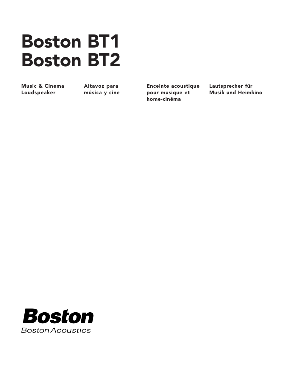 Boston Acoustics BT2 User Manual | 16 pages