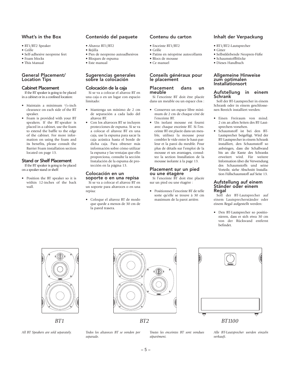 Boston Acoustics BT2 User Manual | Page 5 / 16