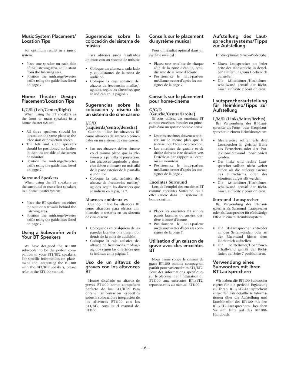 Boston Acoustics BT2 User Manual | Page 6 / 16