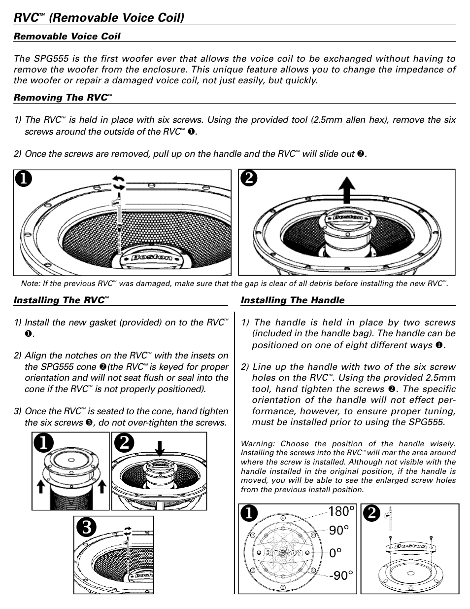 Removable voice coil) | Boston Acoustics SPG555 User Manual | Page 6 / 8