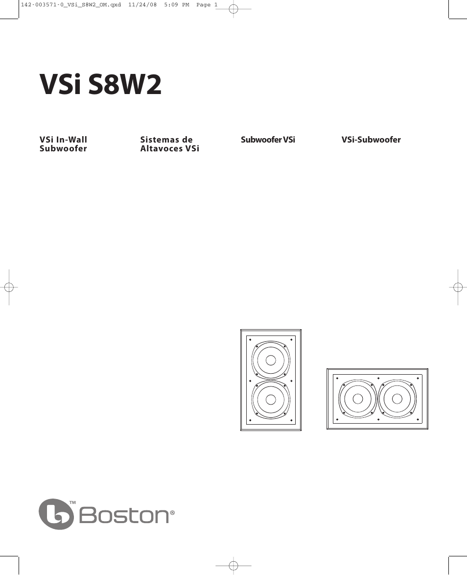 Boston Acoustics VSi S8W2 User Manual | 12 pages