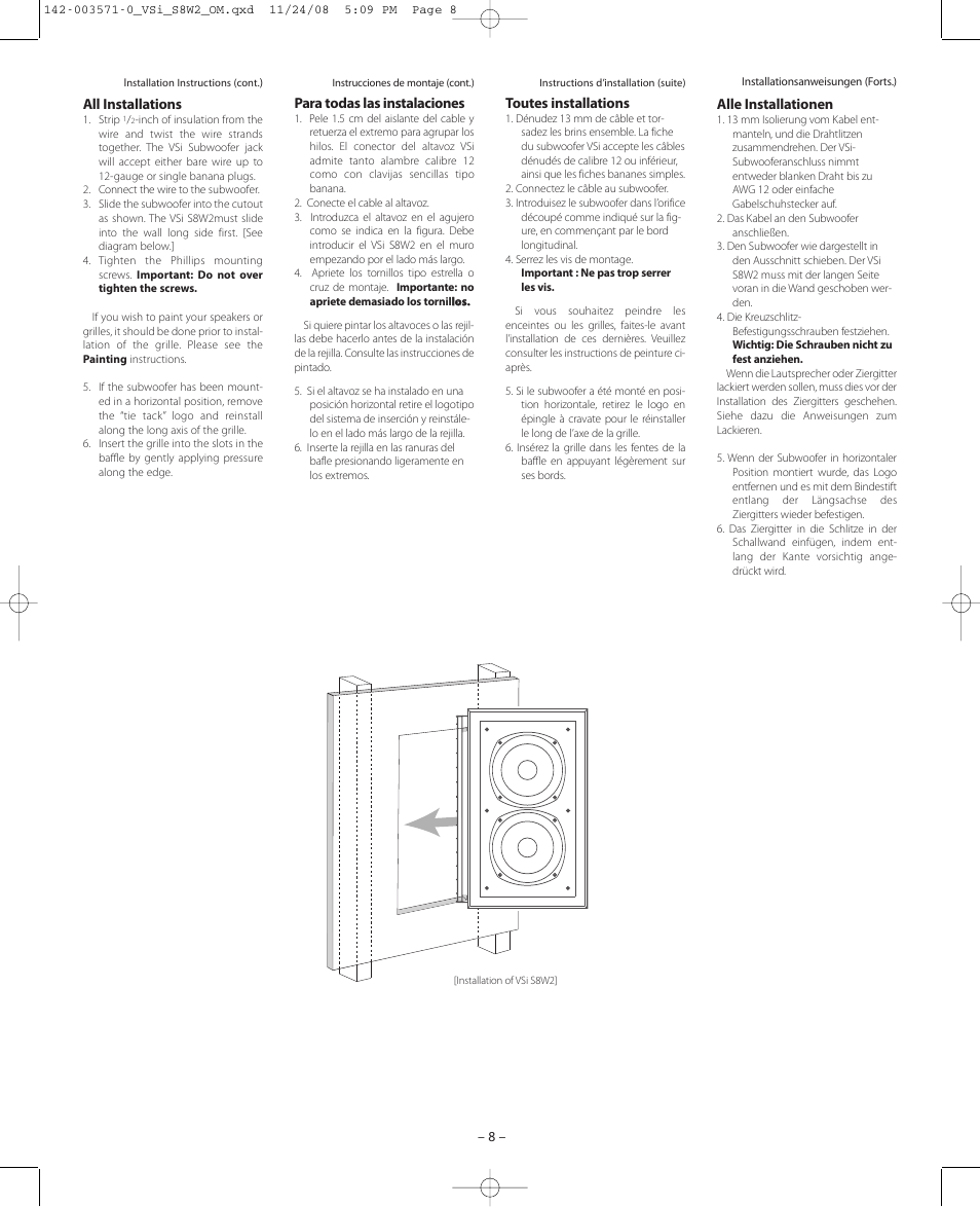 Boston Acoustics VSi S8W2 User Manual | Page 8 / 12