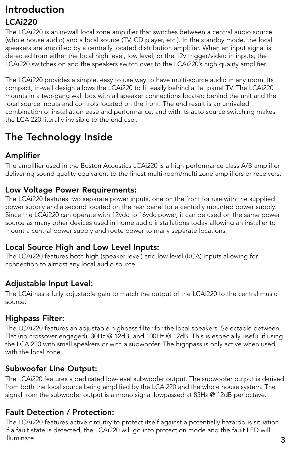 Introduction, The technology inside | Boston Acoustics LCAi220 User Manual | Page 4 / 19