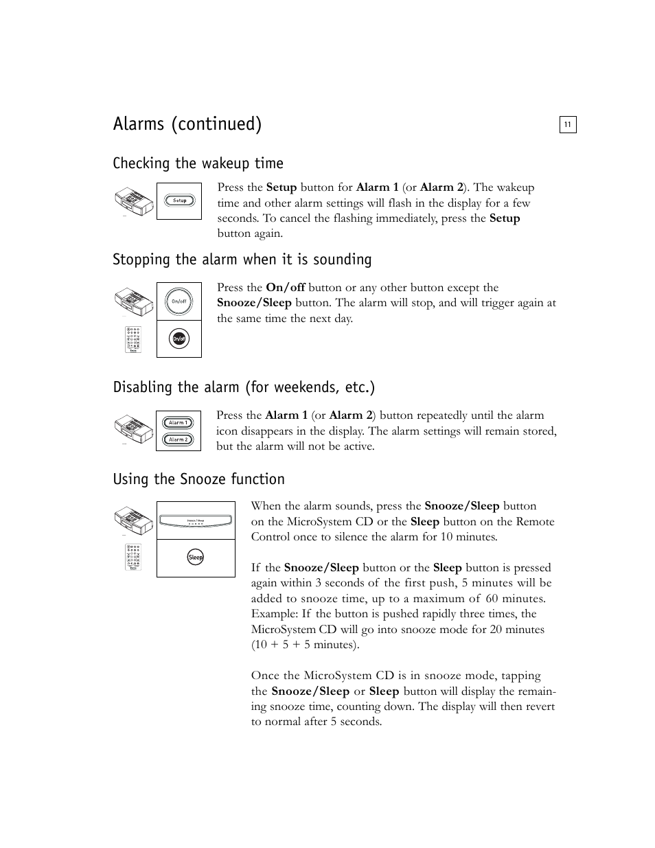 Alarms (continued) | Boston Acoustics Shelf Stereo System User Manual | Page 11 / 24
