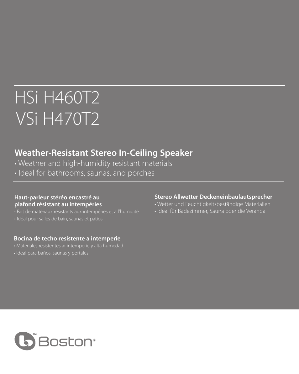 Boston Acoustics VSi H470T2 User Manual | 20 pages
