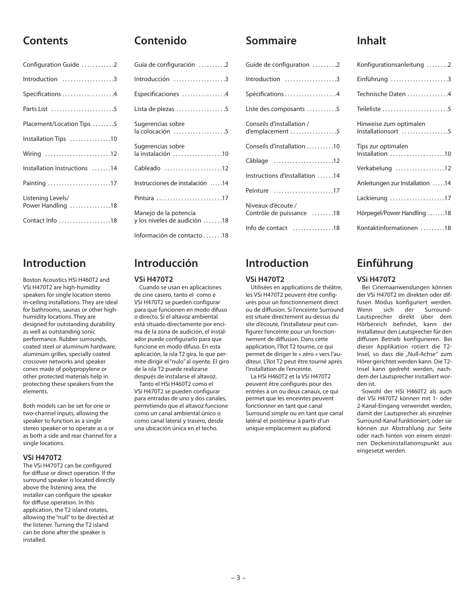 Boston Acoustics VSi H470T2 User Manual | Page 3 / 20
