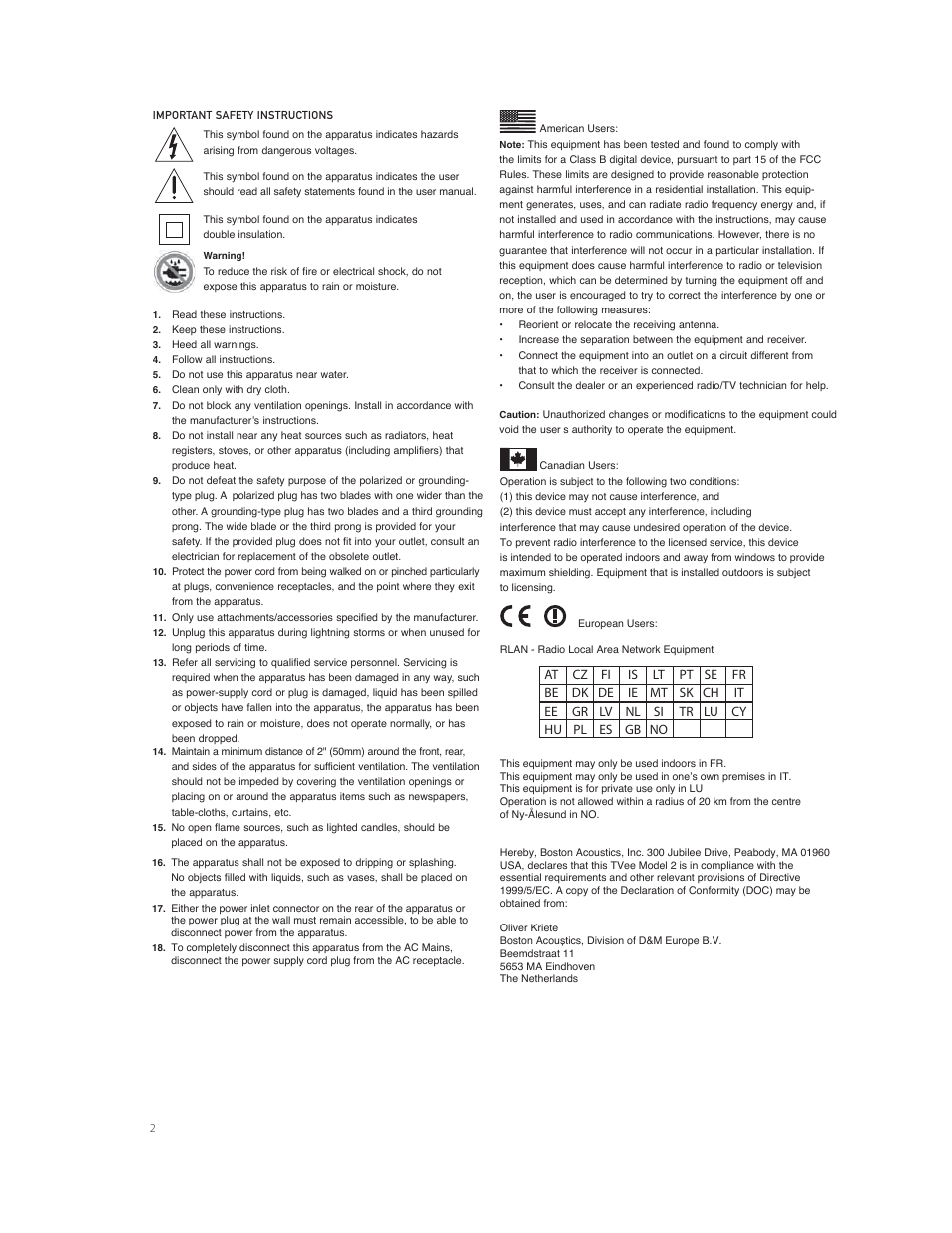 Boston Acoustics TVee TM User Manual | Page 3 / 10