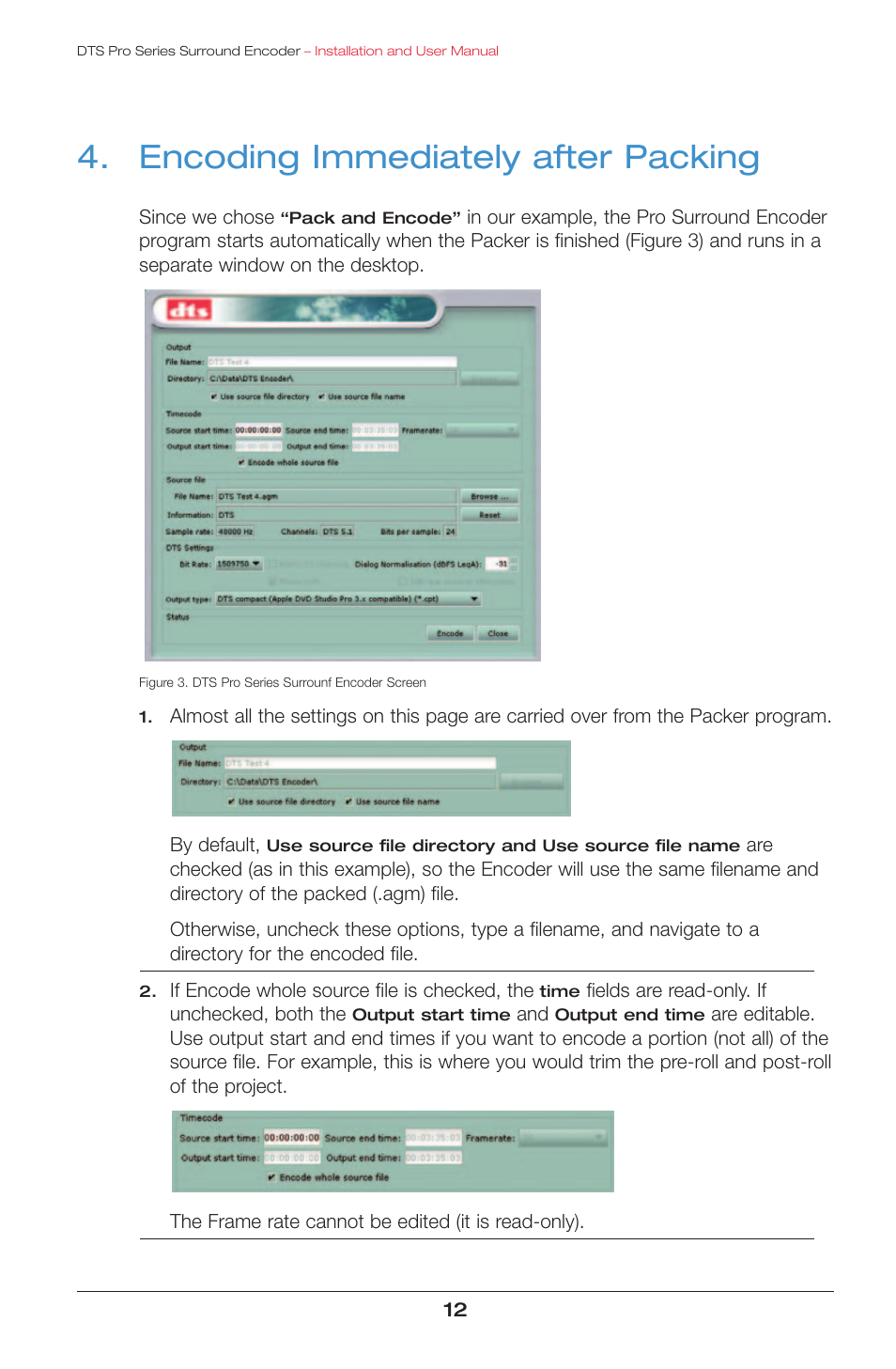 Encoding immediately after packing | DTS surround encoder User Manual | Page 14 / 28