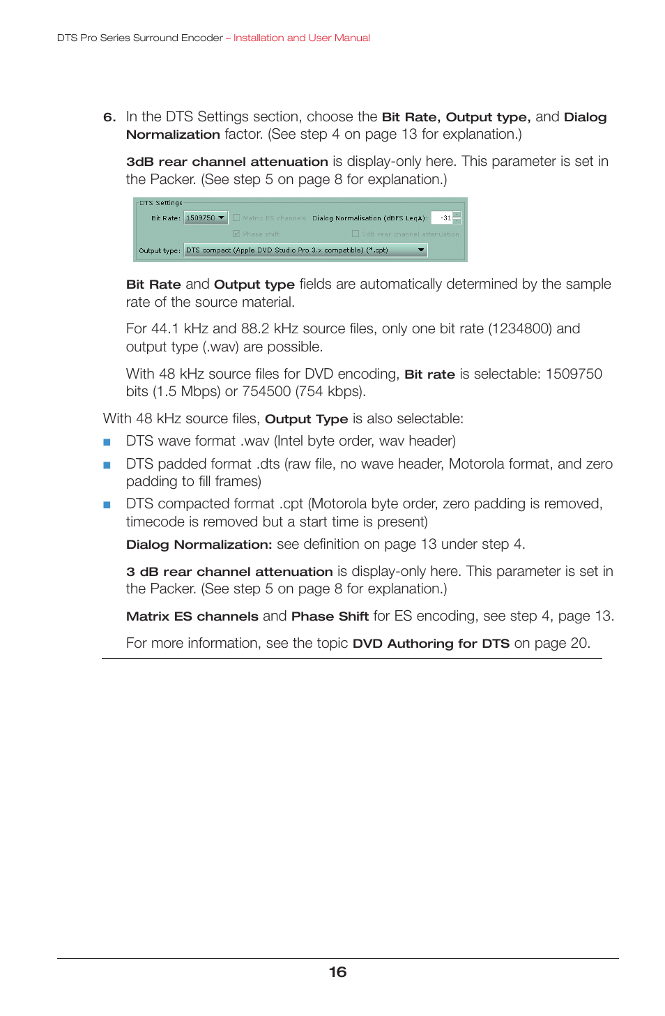 DTS surround encoder User Manual | Page 18 / 28