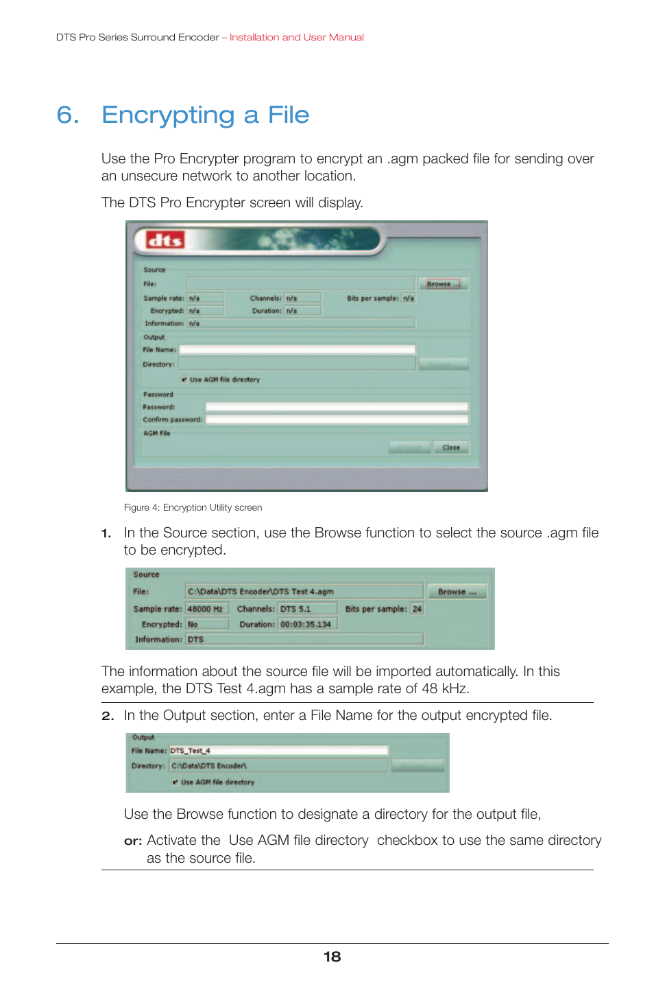 Encrypting a file | DTS surround encoder User Manual | Page 20 / 28