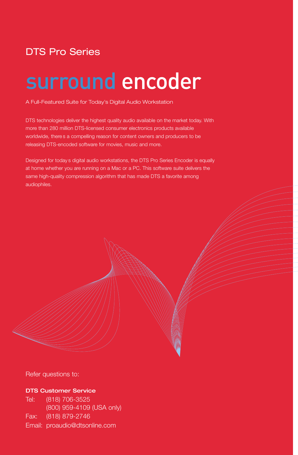 Surround encoder, Dts pro series | DTS surround encoder User Manual | Page 28 / 28