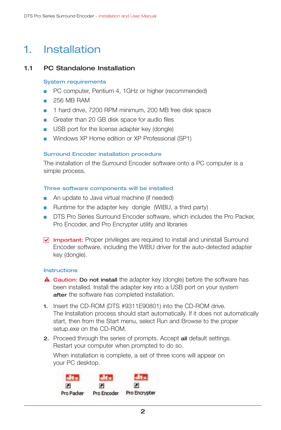 Installation | DTS surround encoder User Manual | Page 4 / 28