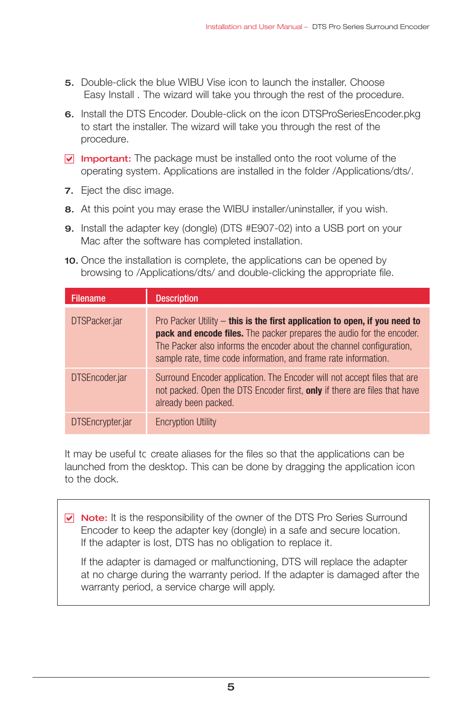 DTS surround encoder User Manual | Page 7 / 28