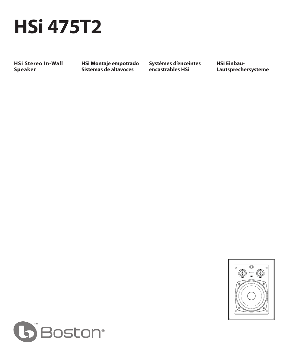 Boston Acoustics HSi 475T2 User Manual | 16 pages